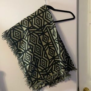 Wilfred Aztec Black and Grey Wool Blanket Scarf